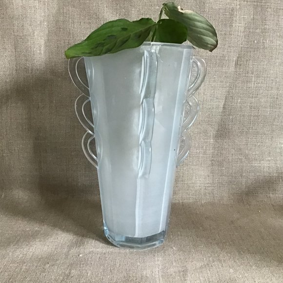 Rare  Vintage Sowerby Octagonal Blue Ice Art Deco Vase 1930's - Picture 7 of 7